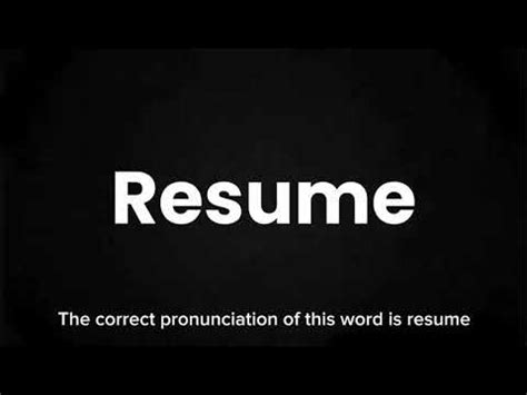 How to Pronounce RESUME & RESUME .